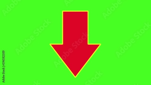 red arrow pointing down icon,symbol of arrow on green screen background,seamless loop Animation