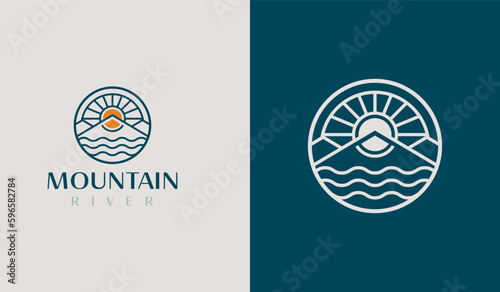 Mountain River Logo. Universal creative premium symbol. Vector sign icon logo template. Vector illustration