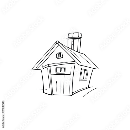 Nice Simple House coloring book, Line art house, Outline house, House coloring page, Line art Home. black and white coloring pages.