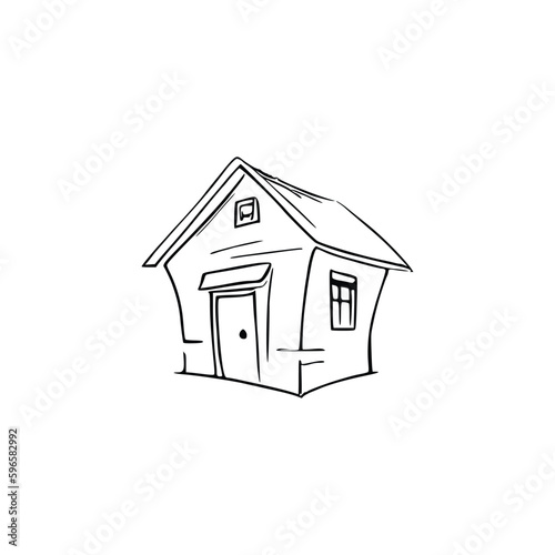 Nice Simple House coloring book, Line art house, Outline house, House coloring page, Line art Home. black and white coloring pages.