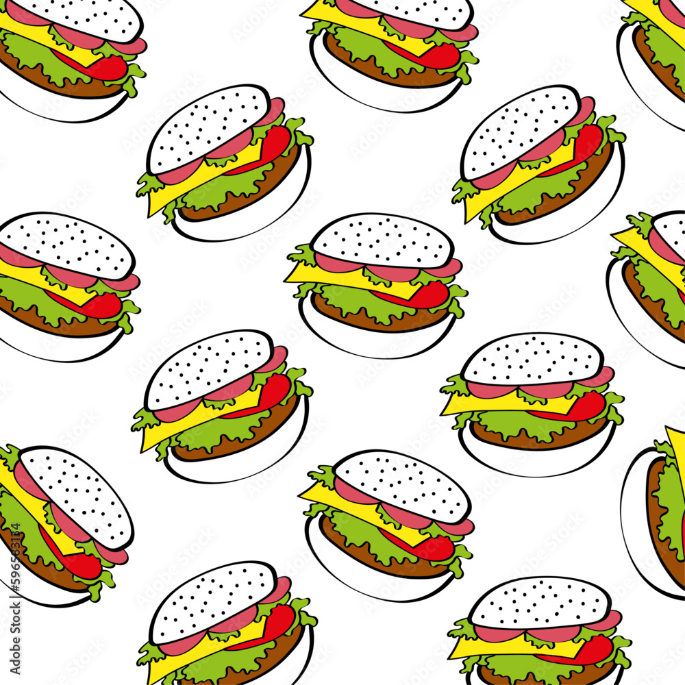 Hamburger with cheese, abstract background vector