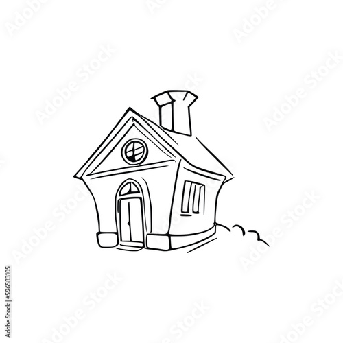 Nice Simple House coloring book, Line art house, Outline house, House coloring page, Line art Home. black and white coloring pages.