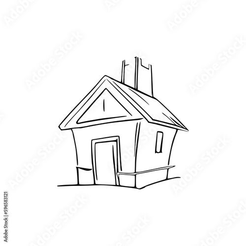 Nice Simple House coloring book, Line art house, Outline house, House coloring page, Line art Home. black and white coloring pages.