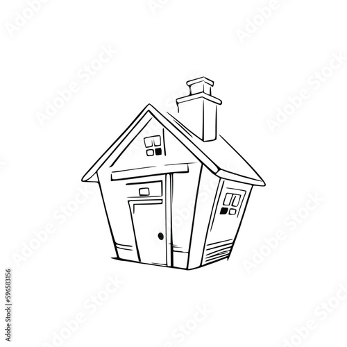 Nice Simple House coloring book, Line art house, Outline house, House coloring page, Line art Home. black and white coloring pages.