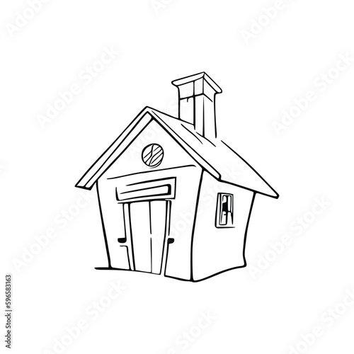Nice Simple House coloring book, Line art house, Outline house, House coloring page, Line art Home. black and white coloring pages.