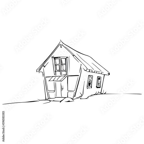 Nice Simple House coloring book, Line art house, Outline house, House coloring page, Line art Home. black and white coloring pages.