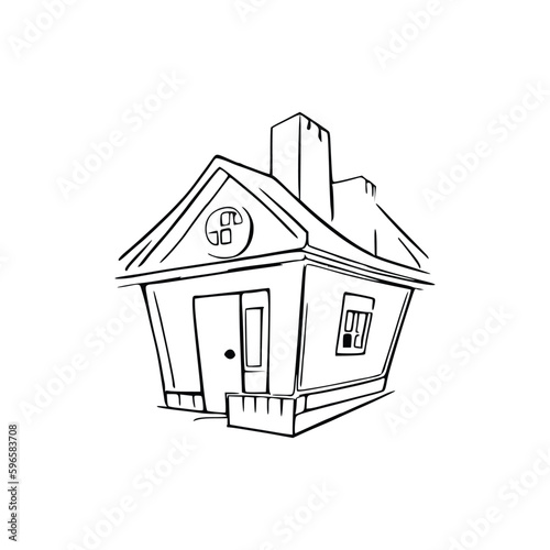 Nice Simple House coloring book, Line art house, Outline house, House coloring page, Line art Home. black and white coloring pages.