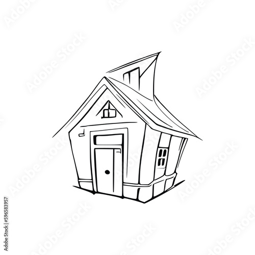 Nice Simple House coloring book, Line art house, Outline house, House coloring page, Line art Home. black and white coloring pages.
