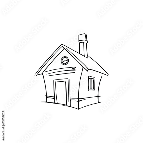 Nice Simple House coloring book, Line art house, Outline house, House coloring page, Line art Home. black and white coloring pages.