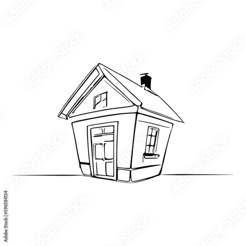 Nice Simple House coloring book, Line art house, Outline house, House coloring page, Line art Home. black and white coloring pages.