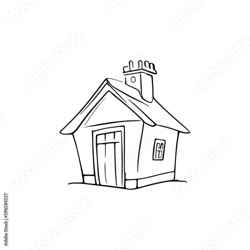 Nice Simple House coloring book, Line art house, Outline house, House coloring page, Line art Home. black and white coloring pages.