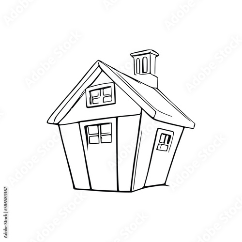 Nice Simple House coloring book, Line art house, Outline house, House coloring page, Line art Home. black and white coloring pages.