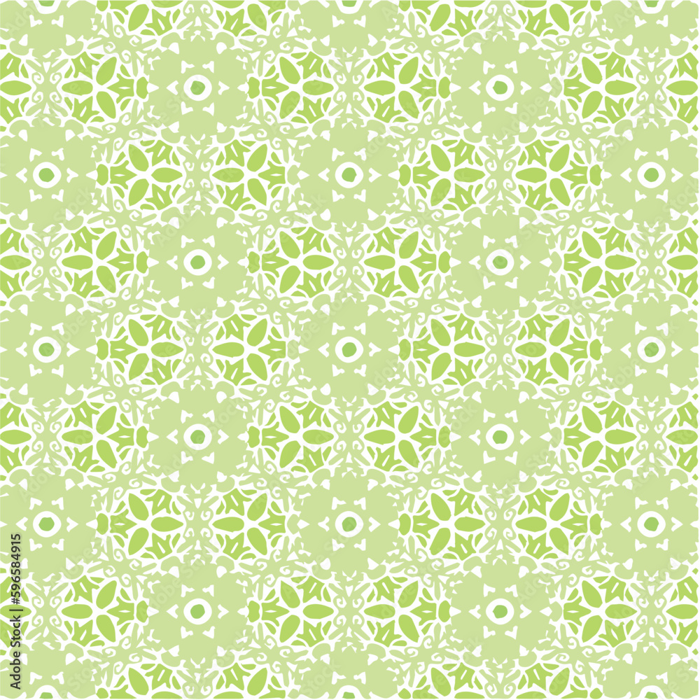 Green Abstract Mandala or Ikat Wallpaper Pattern Background