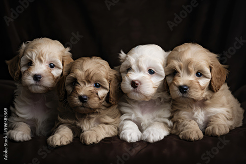 Photograph of a Litter of Adorable Puppies, generative AI © Kien