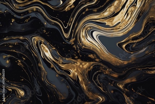 Liquid golden marble texture background. Generative ai.