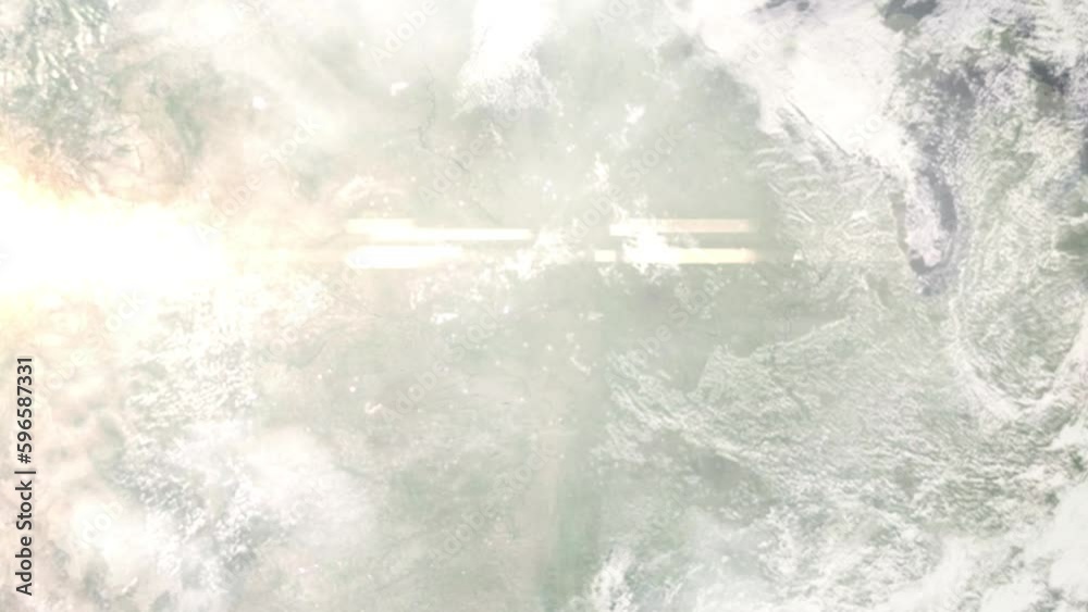Earth zoom in from outer space to city. Zooming on Columbus, Nebraska, USA. The animation continues by zoom out through clouds and atmosphere into space. Images from NASA Earth zoom in from outer space to city. Zooming on Columbus, Nebraska, USA. The animation continues by zoom out through clouds and atmosphere into space. Images from NASA