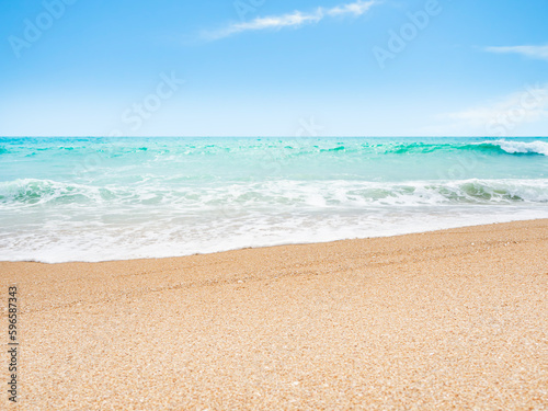 Sea on Sand Beach with Sky Horizon Background,Blue Ocean Wave Water Nature Summer Tropical Paradise Backdrop,Landscape for Tourism Travel Relax Vacation Holidays,Wallpaper Season,Shore Island Thailand