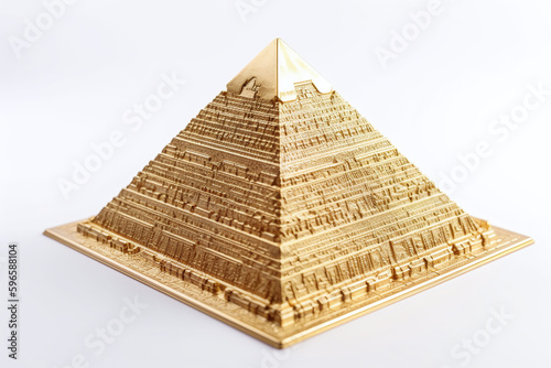 Sculpture de pyramide égyptienne en or sur fond blanc » IA générative photo
