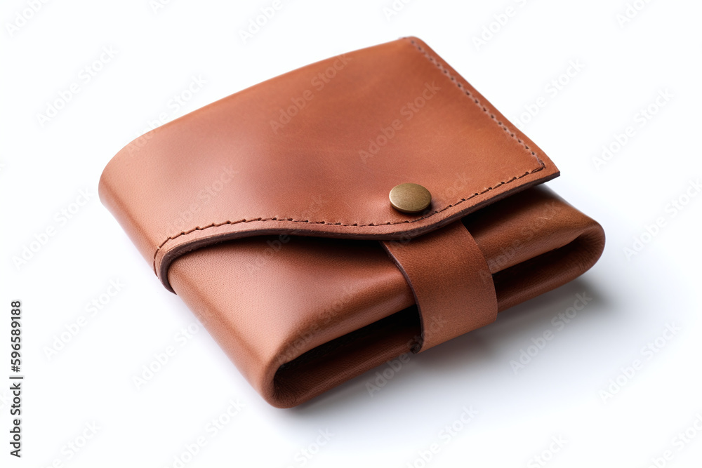Un petit portefeuille en cuir marron sur fond blanc » IA générative Un petit portefeuille en cuir marron sur fond blanc » IA générative