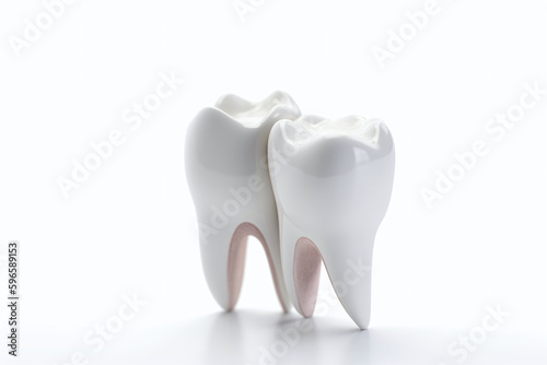Gros plan sur des dents sur fond blanc    IA g  n  rative