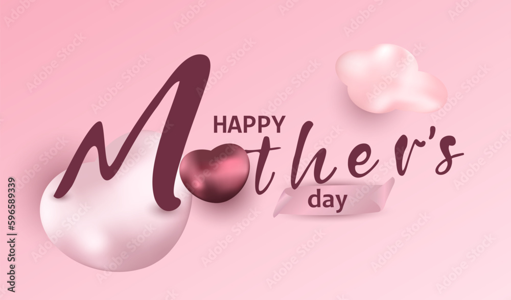 Happy Mothers Day vector background with red and white 3D heart. Invitation greeting card design. Happy Mothers Day vector background with red and white 3D heart. Invitation greeting card design.