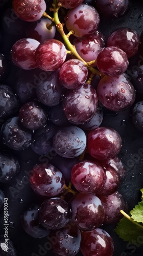 Fresh grape background with water droplets