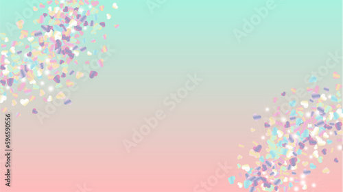 Realistic Background with Confetti of Hearts Glitter Particles. St. Valentine Day. Celebration pattern. Light Spots. Explosion of Confetti. Glitter Vector Illustration. Design for Banner.