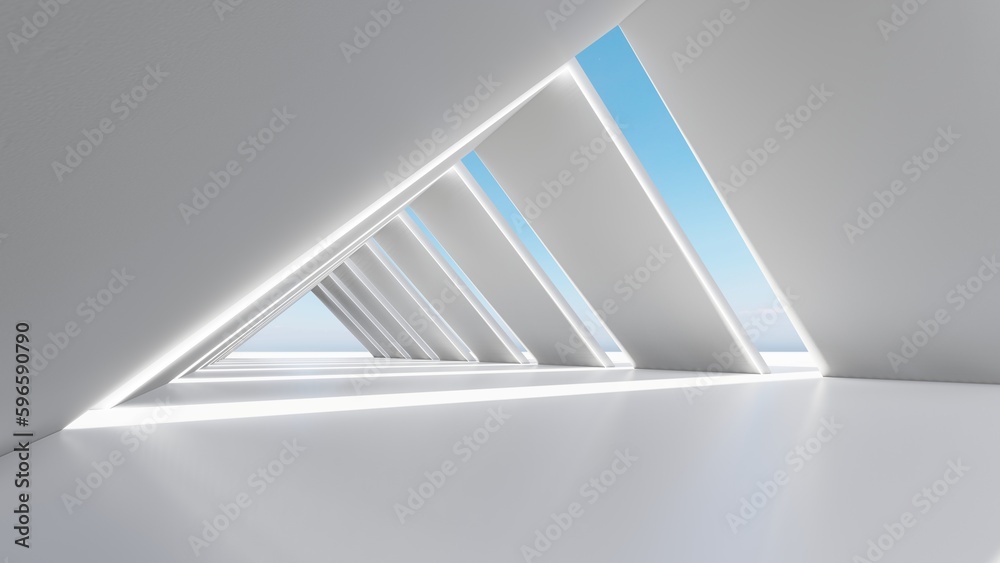 Abstract architecture background geometric arched building 3d render