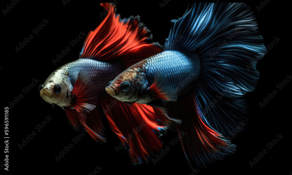8k, realistic photo, high detailed, macro view, beautiful betta fish with pink white blue orange red gold green colours, underwater photography isolated on black background. Generative ai
8k, realistic photo, high detailed, macro view, beautiful betta fish with pink white blue orange red gold green colours, underwater photography isolated on black background. Generative ai