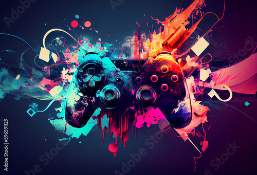 Abstract gaming joystick background, photo