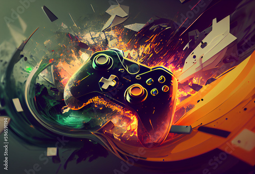 Abstract gaming joystick background, photo