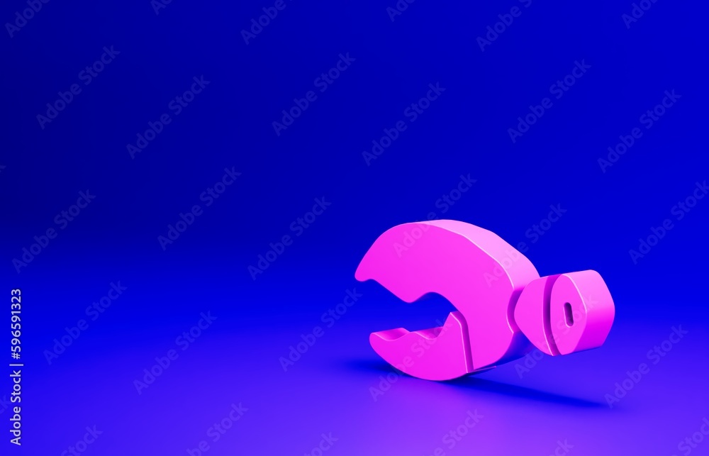 Pink Lobster or crab claw icon isolated on blue background. Minimalism concept. 3D render illustration Pink Lobster or crab claw icon isolated on blue background. Minimalism concept. 3D render illustration