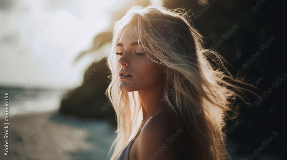 blonde woman on the beach relaxed blonde woman on the beach relaxed