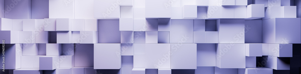 White and Violet, Multisized Blocks Precisely Constructed to create a Innovative Tech Banner. 3D Render. White and Violet, Multisized Blocks Precisely Constructed to create a Innovative Tech Banner. 3D Render.