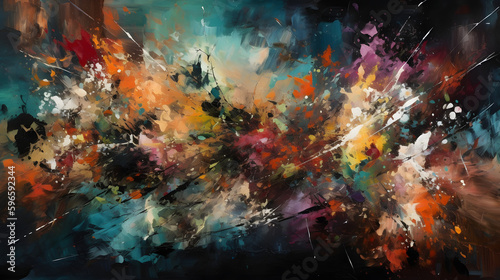 Abstract expressionism paint splatters textures colors one Generative AI