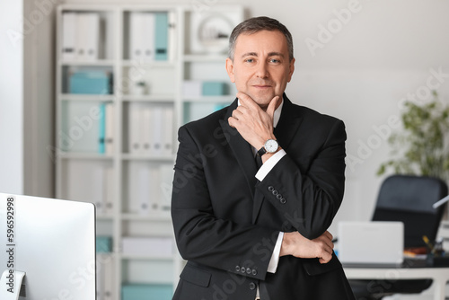 Mature accountant working i...
