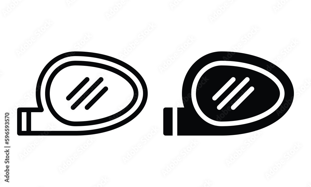 Side mirror icon with outline and glyph style. Side mirror icon with outline and glyph style.