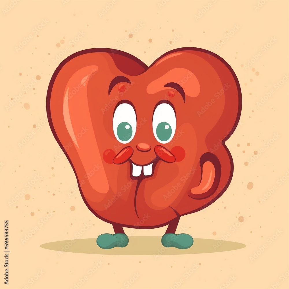 Cartoon liver with detoxification function Cartoon liver with detoxification function