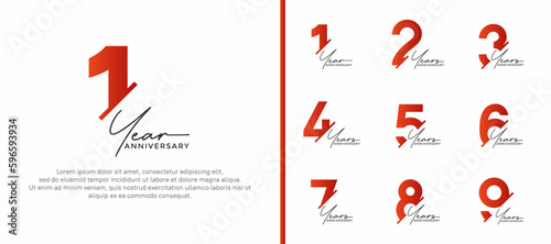 set of anniversary logo style orange and black color on white background for special moment