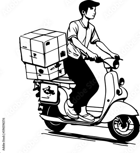 Courier delivery sketch drawing