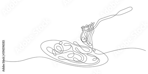 spaghetti dish menu in one line drawing continuity linear style