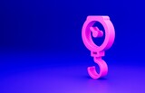 Pink Hand scale spring mechanical icon isolated on blue background. Minimalism concept. 3D render illustration