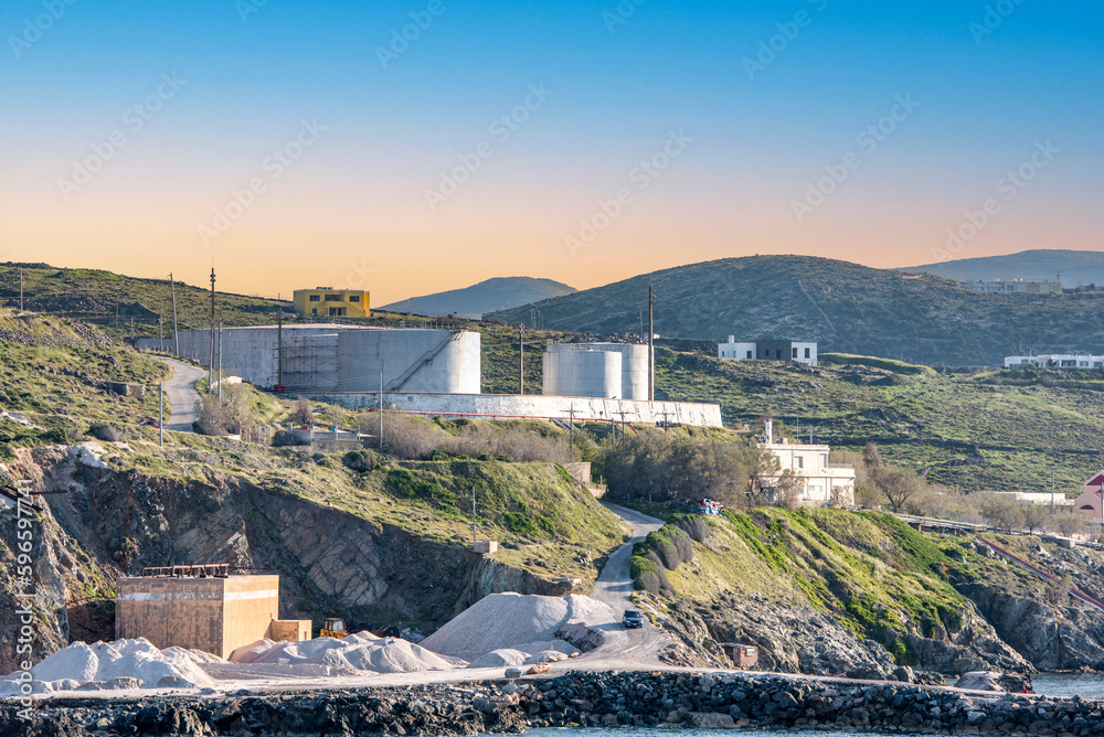 Part of Industrial area in Syros island, Aegean sea ,Greece