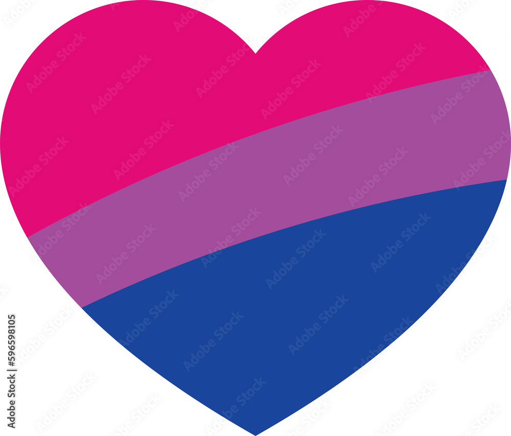 Pink, purple, and blue colored heart icon, as the colors of the bisexual flag. LGBTQI concept. Flat design illustration. Pink, purple, and blue colored heart icon, as the colors of the bisexual flag. LGBTQI concept. Flat design illustration.