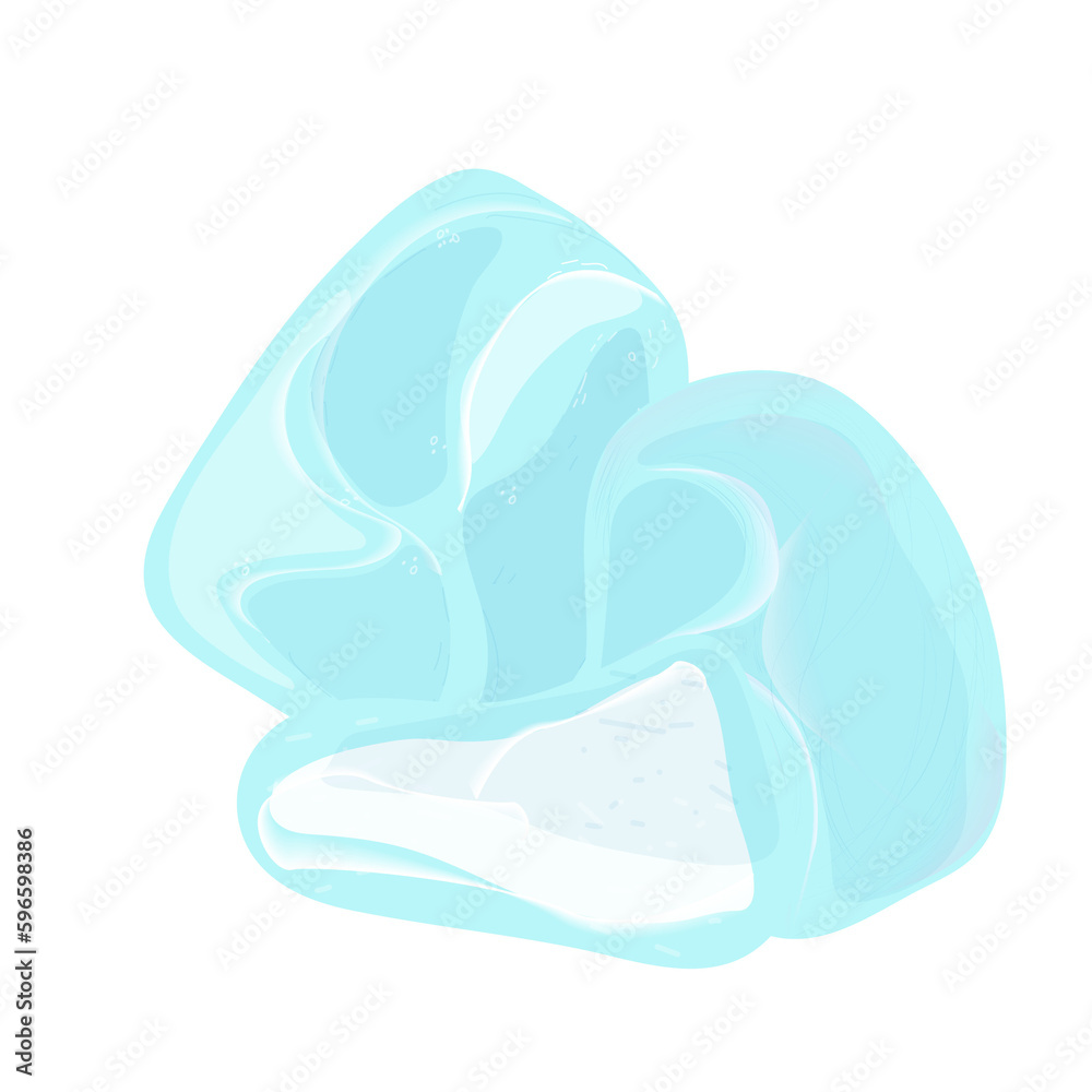 Crystal Stone Set. Healing Transparent Healing Quartz. Blue Gradient Transparent Bright Gemstone. The Magic Gem
