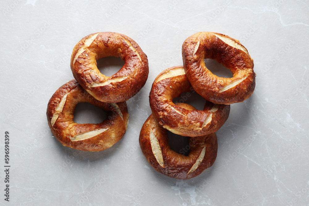 Concept of tasty food - bagel, top view Concept of tasty food - bagel, top view