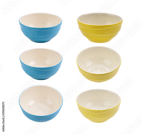 set of ceramic bowl on transparent png