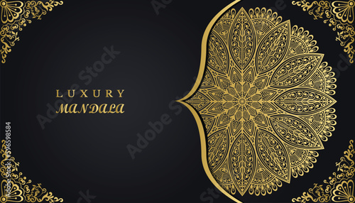 Classic royal ornamental mandala design background. Beautiful luxury vintage greeting and invitation card. Ornamental invitation card with floral mandala. 