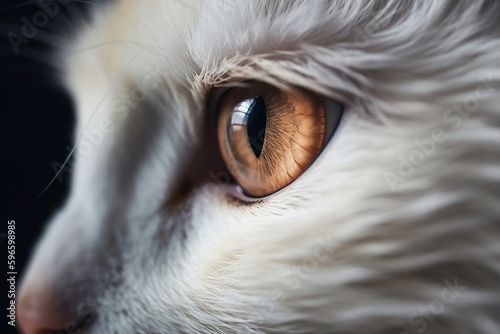 Close up of yellow cat eye. Generative AI illustration