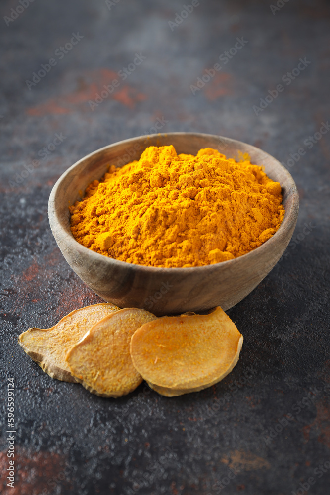 Fragrant seasoning - turmeric, one of the main ingredients in Indian curry Fragrant seasoning - turmeric, one of the main ingredients in Indian curry